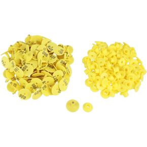 Livestock Ear Tag,100Pcs TPU Yellow Animal Ear Tag for Goat Sheep Pig Cattle Cow(Lettering)