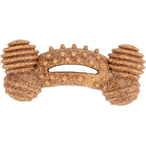 Dog Chew Toy for Aggressive Chewers, Durable Long-Lasting Dog Toy, Textured Wood Fiber & Nylon, Great Toy for Small Dogs & Puppy Teething(Bone), Brown