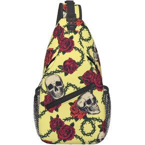 Skull Sling Backpack Chest Bag Crossbody Shoulder Bag Gym Cycling Travel Hiking Daypack For Men Women