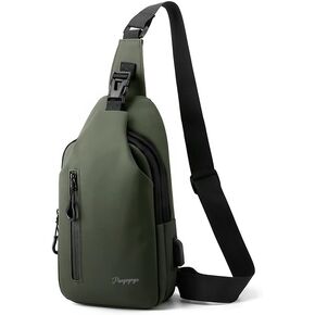 Sling Bag for Men|Lightweight Crossbody Sling Bag|Shoulder Bag for Men for Cycling Hiking Short Trips (No-Headphone jack, Green)