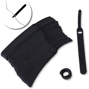Reusable Cable Straps Wire Ties Self Fastening Hook and Loop, Pack of 50 Adjustable Cord Fastener Cable Organizer, 11 CM (Black)