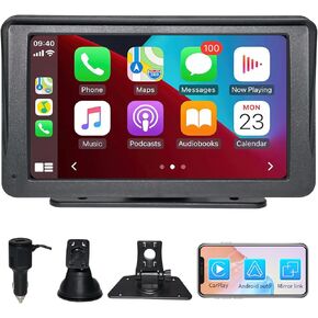 Wireless Carplay Screen for Car - Portable Car Stereo with Wireless Carplay & Android Auto,Blue-Tooth, AirPlay,GPS, Googel,AUX/FM Transmitter for All Vehicles