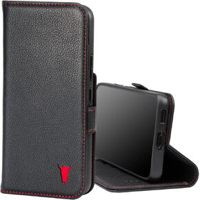 TORRO Phone Case Compatible with Samsung Galaxy S22 5G – Quality, Genuine Leather Cover with Card Slots and Horizontal Viewing Stand (Dark Brown)