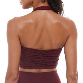 Lavento Women's Halter Sports Bra Longline Padded Yoga Crop Bras Top