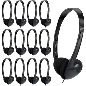 20 Pack Bulk Classroom Headphones for Students Kids School Wholesale Headphones Class Set with 3.5mm Jack for Chromebook Laptop PC Computer Black