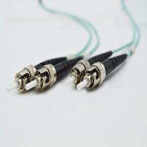 FCD 2M OM3 ST ST Fiber Patch Cable | 10Gb Duplex 50/125 ST to ST Multimode Jumper 2 Meter (6.56ft) | Length Options: 0.5M-300M Alt: ofnr st-st patchcord mmf dx st/st Aqua Zip-Cord