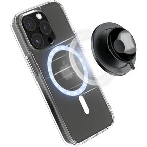 KIWIFOTOS Suction Phone Case Mount, MagSafe Silicone Suction Cup Phone Grip Holder Stand Mirror Shower Phone Holder for iPhone 15 14 Pro Max/ S23 S22 Videos Selfies