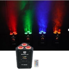Rockville RF Wedge White Rechargeable RGBWA+UV Par Up Light, Wireless DMX, 54 Watts, Includes Remote, Up to 24 Hour Battery Life, Perfect for DJs, Parties, Events
