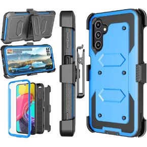 Njjex Rugged Case For Samsung Galaxy A14 5G, For Galaxy A14 5G Case, [Nbeck] Heavy Duty Built-in Screen Protector Locking Swivel Holster Belt Clip Kickstand Hard Shell Cover for Samsung A14 5G [Green]
