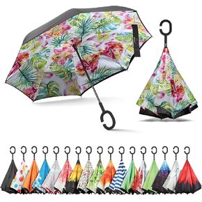 Sharpty Inverted, Windproof, Reverse Umbrella for Women with UV Protection, Upside Down with C-Shaped Handle