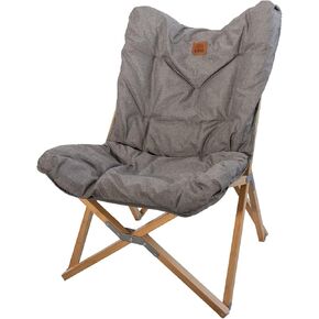 Kuma Outdoor Gear Yoho Bamboo Butterfly Chair with Carry Bag, Ultimate Portable Luxury Outdoor Chair for Camping, Glamping, Sports & Outdoor Adventures (Heather Grey)
