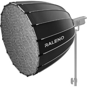 RALENO 35.4"/90cm Parabolic Softbox with Bowens Mount, Honeycomb Grid, Carrying Case Quick Setup Lightweight Studio Softbox for Portraits, Video, Photography, Streaming, Video Recording