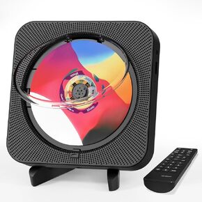 مشغل أقراص مضغوطة بلوتوث مع مكبرات صوت، مشغل أقراص مضغوطة لسطح المكتب محمول مع شاشة LED وجهاز تحكم عن بعد، مشغل أقراص مضغوطة قابل لإعادة الشحن يدعم راديو CD/FM/USB/TF/AUX/مؤقت، أسود. in Kuwait