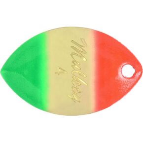 Yakima Bait Mulkey's Mini Guide Flash Spinner Blades - Size 3.5 Brass Flame Green Double Trouble