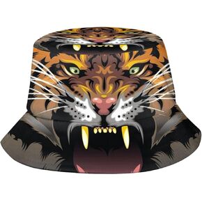 Animal Tiger Bucket Hats Fashion Sun Cap Packable Outdoor Cool Fisherman Hat for Women and Men