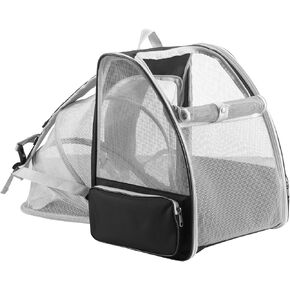 Cat Backpack - Expandable Pet Carrier for Cats up to 17 lbs, Breathable, Collapsible, Black