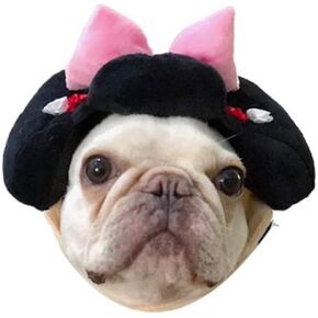 1Pc Dog Cat Cute Novelty Japan Geisha Samurai Hat Headwear with Sticker Dog Cat Funny Holiday Festival Costume Hat Headdress for Halloween Spring Easter Theme Party Photo Prop