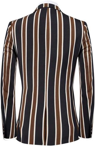 بدلة رجالية ملونة مخططة مكونة من 3 قطع بقصة ضيقة وسترة وسترة وسترة وسراويل in Kuwait