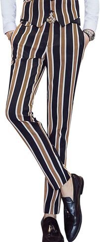 بدلة رجالية ملونة مخططة مكونة من 3 قطع بقصة ضيقة وسترة وسترة وسترة وسراويل in Kuwait