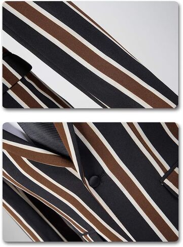 بدلة رجالية ملونة مخططة مكونة من 3 قطع بقصة ضيقة وسترة وسترة وسترة وسراويل in Kuwait