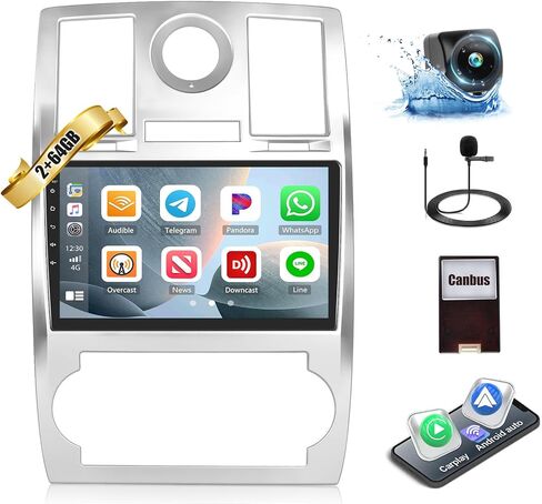 2G+64G Car Stereo Radio with Wireless CarPlay Android Auto for Chrysler 300 300C 2005-2010 Android 13 Radio 9" Touch Screen Bluetooth Car Radio with GPS Navigation HiFi WiFi FM RDS Backup Camera in Saudi Arabia