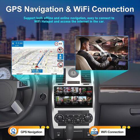 2G+64G Car Stereo Radio with Wireless CarPlay Android Auto for Chrysler 300 300C 2005-2010 Android 13 Radio 9" Touch Screen Bluetooth Car Radio with GPS Navigation HiFi WiFi FM RDS Backup Camera in Saudi Arabia