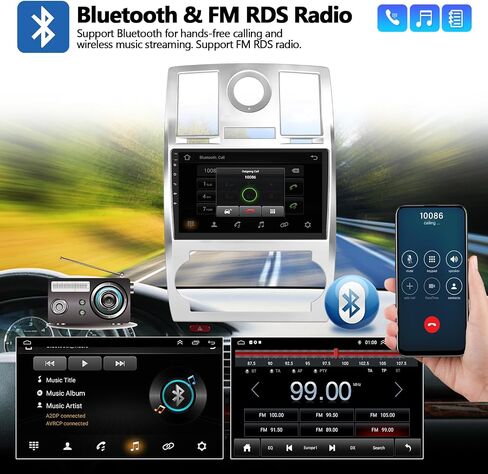 2G+64G Car Stereo Radio with Wireless CarPlay Android Auto for Chrysler 300 300C 2005-2010 Android 13 Radio 9" Touch Screen Bluetooth Car Radio with GPS Navigation HiFi WiFi FM RDS Backup Camera in Saudi Arabia