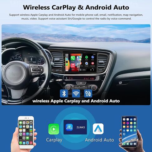 راديو ستيريو للسيارة 2G+32G Android 13 لسيارة KIA Optima K5 2011 2012 2013 2014 2015 مع Apple Carplay اللاسلكي وAndroid Auto 9 بوصة بشاشة تعمل باللمس مع نظام ملاحة GPS بلوتوث واي فاي FM/RDS وحدة رأسية in Saudi Arabia