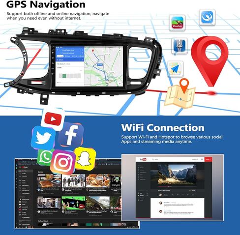 راديو ستيريو للسيارة 2G+32G Android 13 لسيارة KIA Optima K5 2011 2012 2013 2014 2015 مع Apple Carplay اللاسلكي وAndroid Auto 9 بوصة بشاشة تعمل باللمس مع نظام ملاحة GPS بلوتوث واي فاي FM/RDS وحدة رأسية in Saudi Arabia