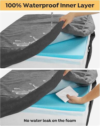 سرير كلب Veehoo مقاوم للماء مقاس 7 بوصات للكلاب الكبيرة - سرير كلب لتقويم العظام مقاس XL مع بطانة مقاومة للماء، سرير كلب من إسفنج الذاكرة قابل للغسل مع غطاء من جلد الغزال قابل للإزالة وقاعدة مانعة للانزلاق in Kuwait