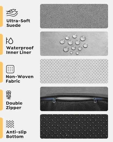 سرير كلب Veehoo مقاوم للماء مقاس 7 بوصات للكلاب الكبيرة - سرير كلب لتقويم العظام مقاس XL مع بطانة مقاومة للماء، سرير كلب من إسفنج الذاكرة قابل للغسل مع غطاء من جلد الغزال قابل للإزالة وقاعدة مانعة للانزلاق in Kuwait