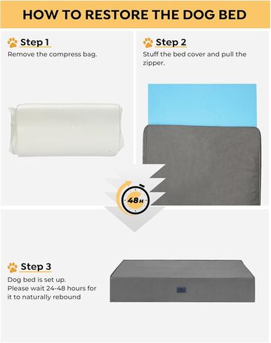 سرير كلب Veehoo مقاوم للماء مقاس 7 بوصات للكلاب الكبيرة - سرير كلب لتقويم العظام مقاس XL مع بطانة مقاومة للماء، سرير كلب من إسفنج الذاكرة قابل للغسل مع غطاء من جلد الغزال قابل للإزالة وقاعدة مانعة للانزلاق in Kuwait