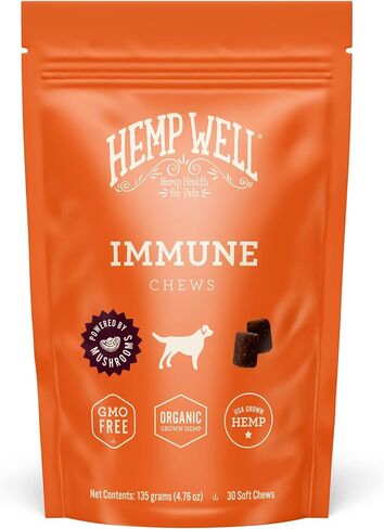 Hemp Well Immune + Allergy Support Dog Soft Chews with Functional Mushrooms and Hemp - 60 Count, Dog Allergy Relief, Itch Relief for Dogs - Dog Vitamins and Supplements for Digestive and Skin Support in Saudi Arabia