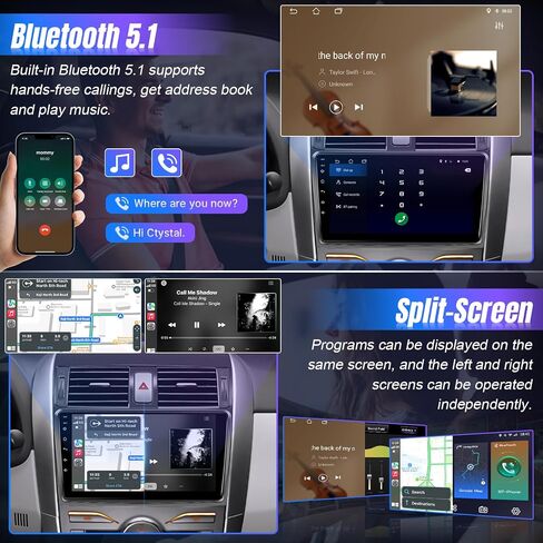 Car Radio for Toyota Corolla 2009-2013 Android 12 Stereo Wireless CarPlay Android Auto, Leadfan 9 Inch Touch Screen for Corolla Head Unit Diaplay Bluetooth GPS Navi WiFi FM Mirror Link SWC Rear Camera in Saudi Arabia