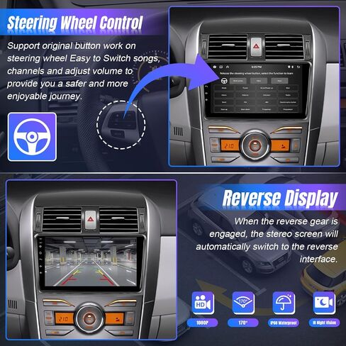 Car Radio for Toyota Corolla 2009-2013 Android 12 Stereo Wireless CarPlay Android Auto, Leadfan 9 Inch Touch Screen for Corolla Head Unit Diaplay Bluetooth GPS Navi WiFi FM Mirror Link SWC Rear Camera in Saudi Arabia