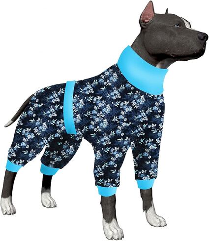 بذلة الكلاب من LovinPet، بذلة للكلاب بعد العملية الجراحية، حزام عاكس لتغطية كاملة ومضادة لعق الكلاب، بيجامة خفيفة الوزن بفروع خلفية مزهرة بطبعات بحرية للكلاب الكبيرة مقاس XXL in Kuwait