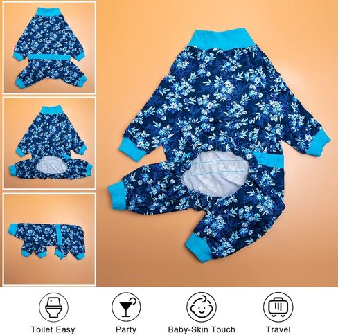 بذلة الكلاب من LovinPet، بذلة للكلاب بعد العملية الجراحية، حزام عاكس لتغطية كاملة ومضادة لعق الكلاب، بيجامة خفيفة الوزن بفروع خلفية مزهرة بطبعات بحرية للكلاب الكبيرة مقاس XXL in Kuwait