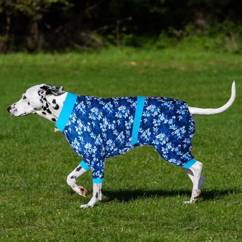 بذلة الكلاب من LovinPet، بذلة للكلاب بعد العملية الجراحية، حزام عاكس لتغطية كاملة ومضادة لعق الكلاب، بيجامة خفيفة الوزن بفروع خلفية مزهرة بطبعات بحرية للكلاب الكبيرة مقاس XXL in Kuwait