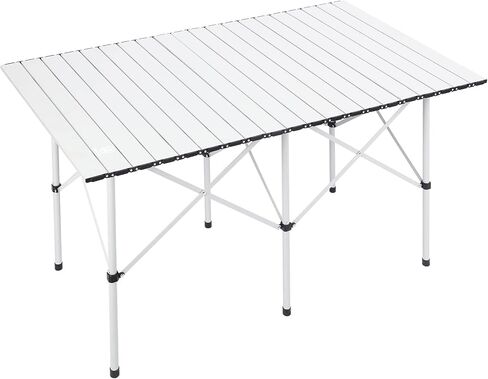 EVER ADVANCED Camping Table, Fold up Lightweight, 4-6 Person Portable Roll up Aluminum Table with Carry Bag for Outdoor, Support Up to 110LBS, Black in Saudi Arabia