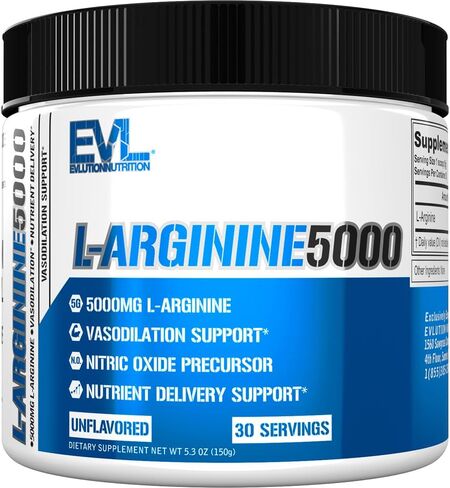 Evlution Nutrition Nitric Oxide Booster L-Arginine Supplement - High Potency Nitric Oxide Supplement with 5000mg of L Arginine for Enhanced Pumps Energy Muscle Growth and Vascularity NO Booster in Saudi Arabia