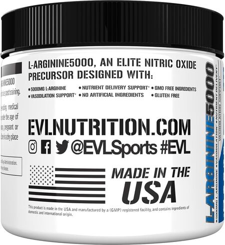 Evlution Nutrition Nitric Oxide Booster L-Arginine Supplement - High Potency Nitric Oxide Supplement with 5000mg of L Arginine for Enhanced Pumps Energy Muscle Growth and Vascularity NO Booster in Saudi Arabia