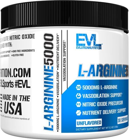 Evlution Nutrition Nitric Oxide Booster L-Arginine Supplement - High Potency Nitric Oxide Supplement with 5000mg of L Arginine for Enhanced Pumps Energy Muscle Growth and Vascularity NO Booster in Saudi Arabia