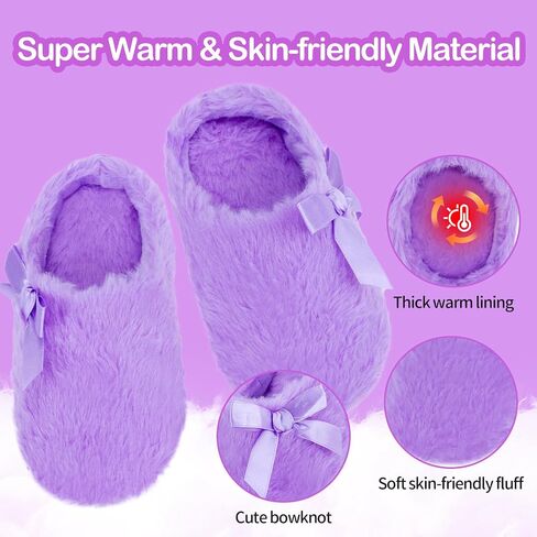 MEJORMEN Girls Fluffy House Slippers Cozy Plush Slip-on House Shoes Kids Warm Bedroom Slippers Memory Foam Slippers for Indoor Outdoor in Saudi Arabia