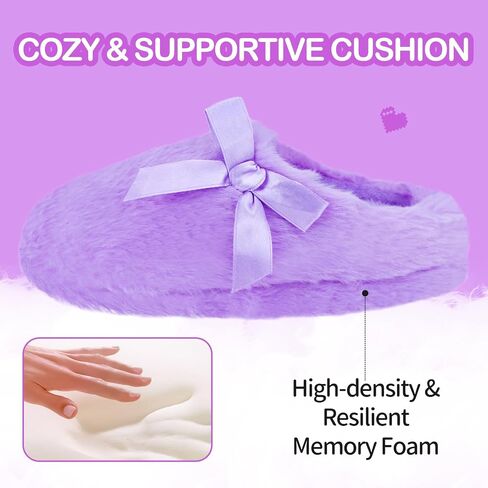 MEJORMEN Girls Fluffy House Slippers Cozy Plush Slip-on House Shoes Kids Warm Bedroom Slippers Memory Foam Slippers for Indoor Outdoor in Saudi Arabia