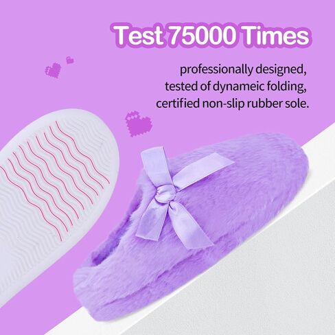 MEJORMEN Girls Fluffy House Slippers Cozy Plush Slip-on House Shoes Kids Warm Bedroom Slippers Memory Foam Slippers for Indoor Outdoor in Saudi Arabia