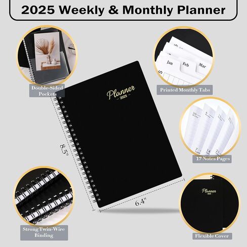 2024-2025 Academic Planner – Weekly ＆ Monthly Planner 2024-2025, Jul. 2024 – Jun. 2025, Calendar Planner, 6.4" x 8.5" with Flexible Cover, Tabs, Strong Twin-Wire Binding, Inner Pocket, 21 Notes Pages in Saudi Arabia