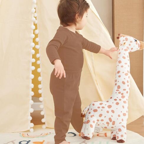 SOBOWO Solid Baby Sweatpants, Unisex Baby Toddler Cotton Crawling Pants for Newborn Boys Girls 0-24 Months in Kuwait