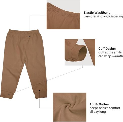 SOBOWO Solid Baby Sweatpants, Unisex Baby Toddler Cotton Crawling Pants for Newborn Boys Girls 0-24 Months in Kuwait