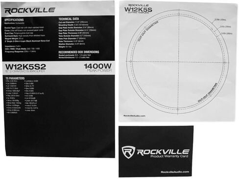 Rockville K5 W12K5S4 12 بوصة 1400 وات 4 أوم مضخم صوت للسيارة 350 وات RMS CEA مُصنف!، أسود in Kuwait
