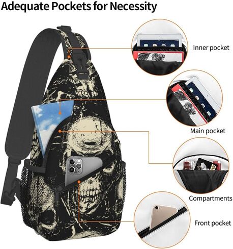 Skull Sling Backpack Chest Bag Crossbody Shoulder Bag Gym Cycling Travel Hiking Daypack For Men Women in Saudi Arabia